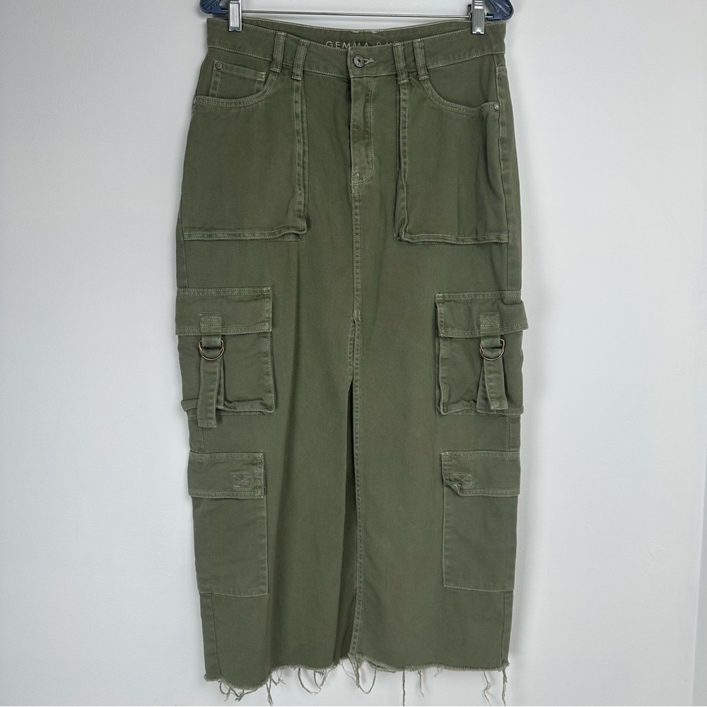 Gemma Rae Cargo Skirt Size 9 Olive Green Maxi Y2K Grunge Punk Alt‎